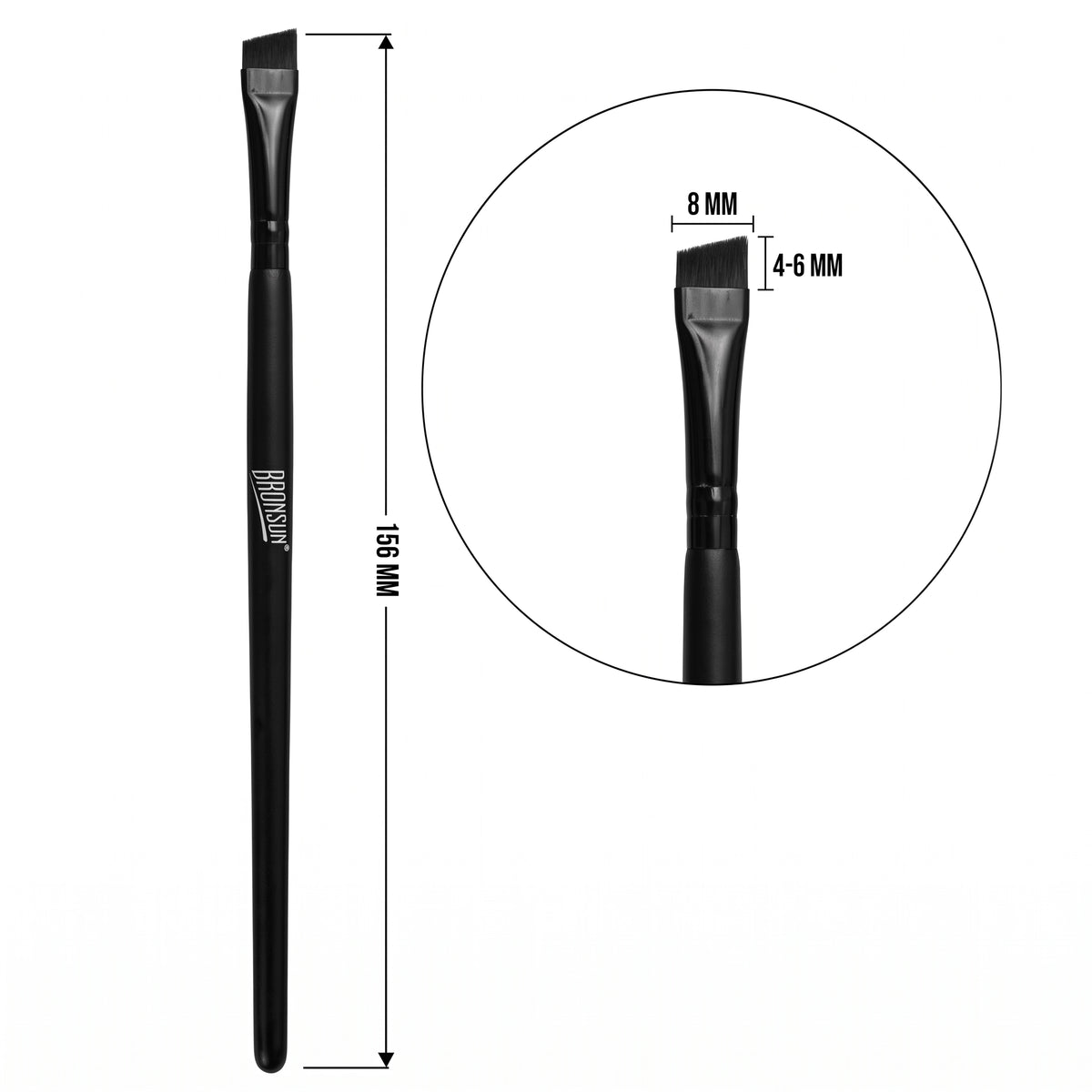 BRONSUN Angled Cosmetic Brush for eyebrow tinting, 156 mm long with 8 mm angled brush head measuring 4–6 mm