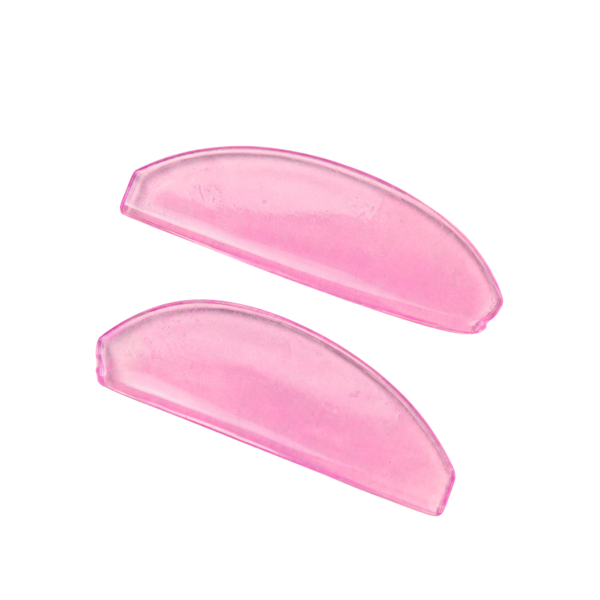 Two translucent pink lash lift shields, shown on a plain white background.