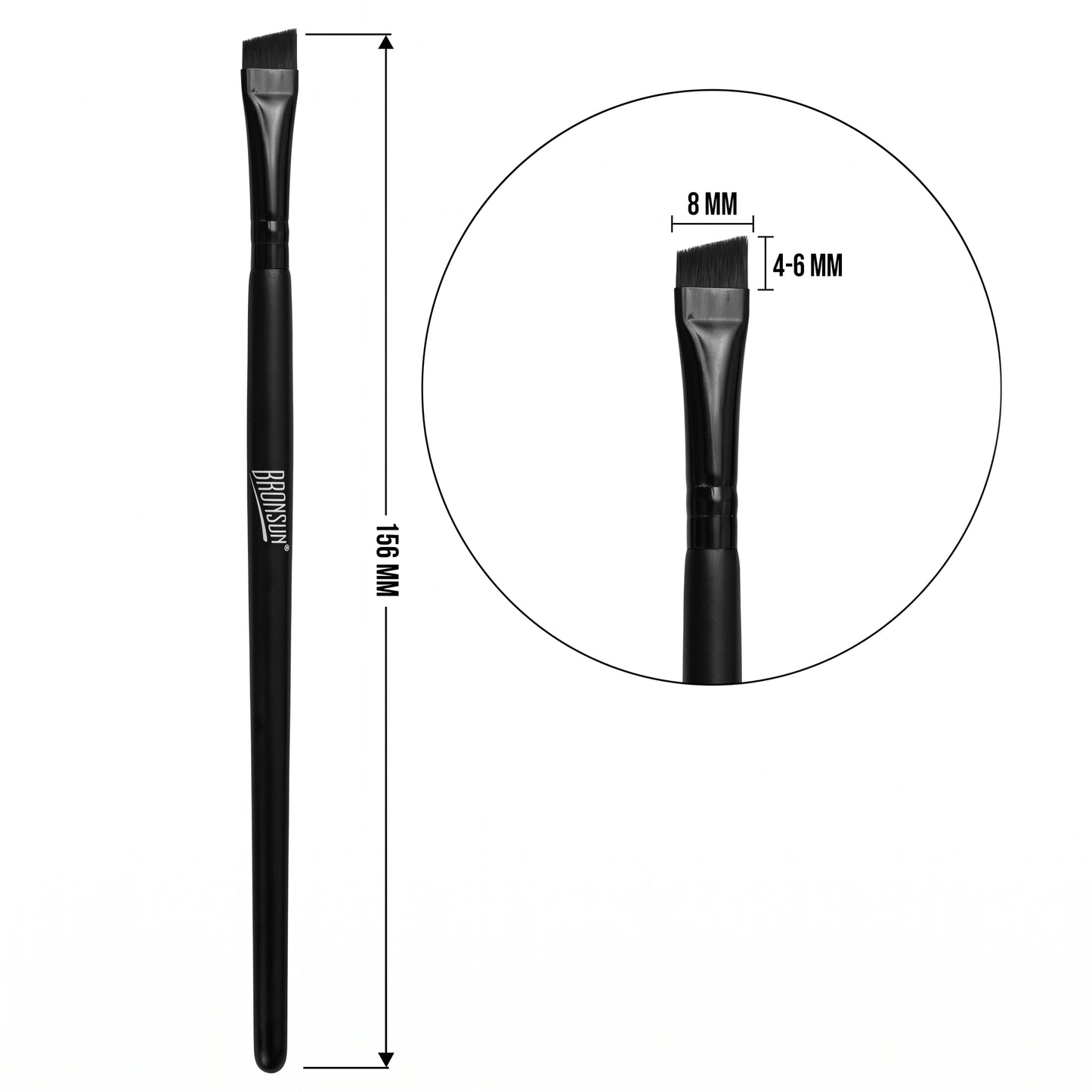 BRONSUN Angled Cosmetic Brush for eyebrow tinting, 156 mm long with 8 mm angled brush head measuring 4–6 mm