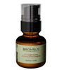 Bronsun Professional Eyebrow Conditioner in an amber glass bottle with a black pump dispenser and a green label.