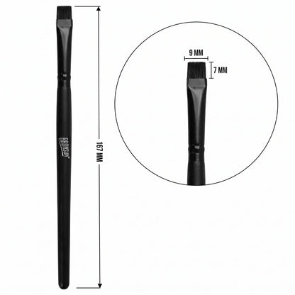 BRONSUN Cosmetic Brush for eyebrow tinting with black handle and flat bristles, 167 mm long with 9 x 7 mm brush head