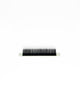 A single black eyelash extension strip with two small white end tabs marked '12', shown against a plain white background.