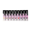 Nine Noemi Dye dye boxes arranged in a row on a white background, showing different shades from blonde to black, each with a heart-shaped color swatch on the packaging.