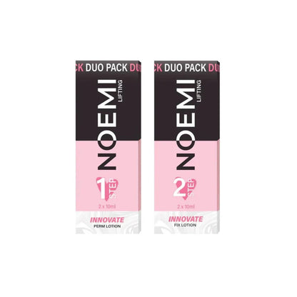 Two NOEMI Lifting Duo Pack boxes for Innovate Lotion side by side on a white background, one labeled Step 1 and the other Step 2.