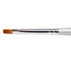 Close up of Thuya Dye Applicator Brush with silver handle and flat brown bristles