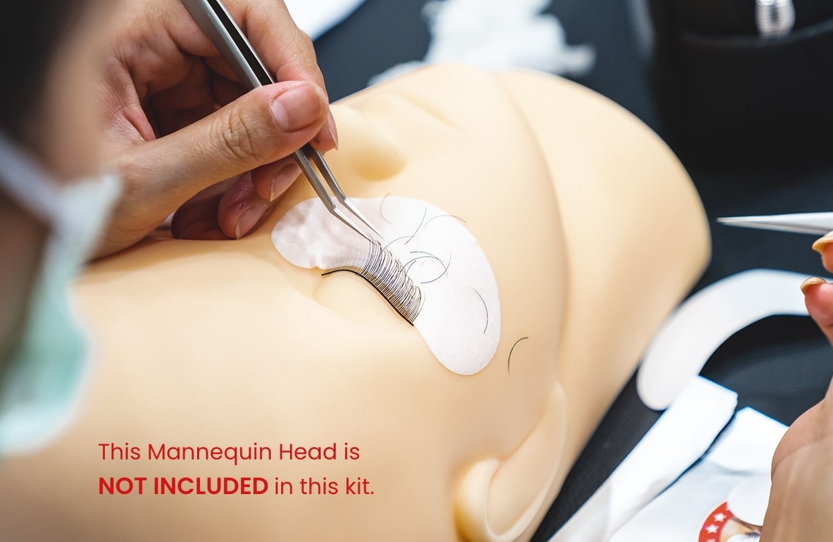 Mannequin head for eyelash extension kit
